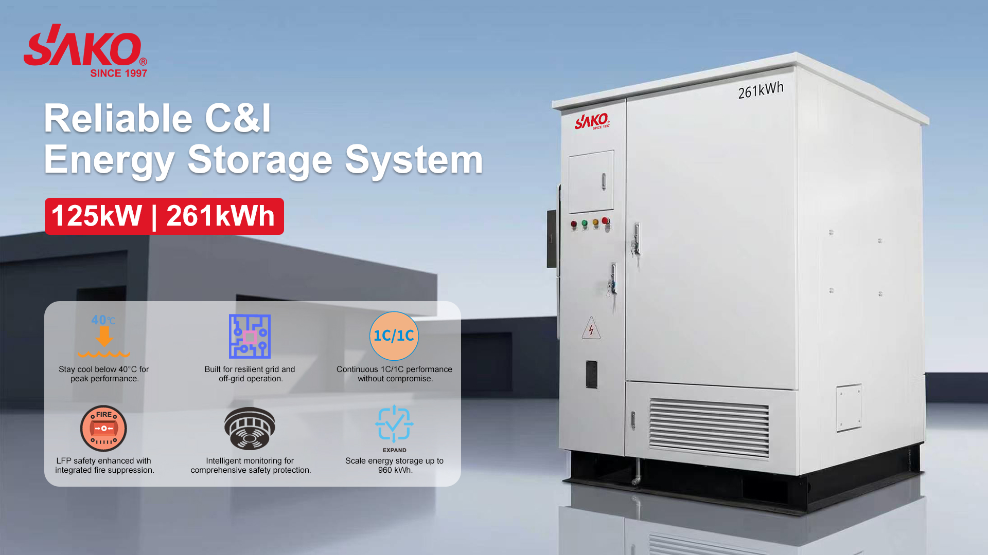C&I Sako ESS: inverter 125kW-H1P3 & LiFePO4 261kW*h